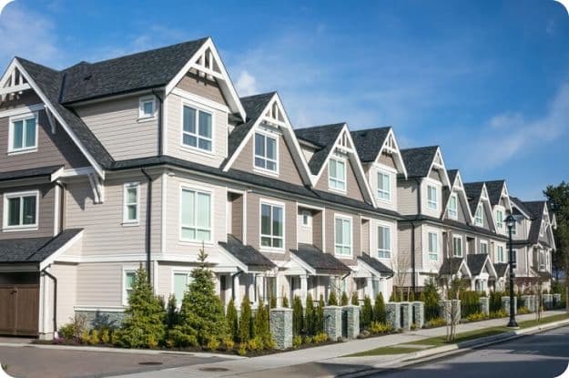 Row of multi-family townhouses